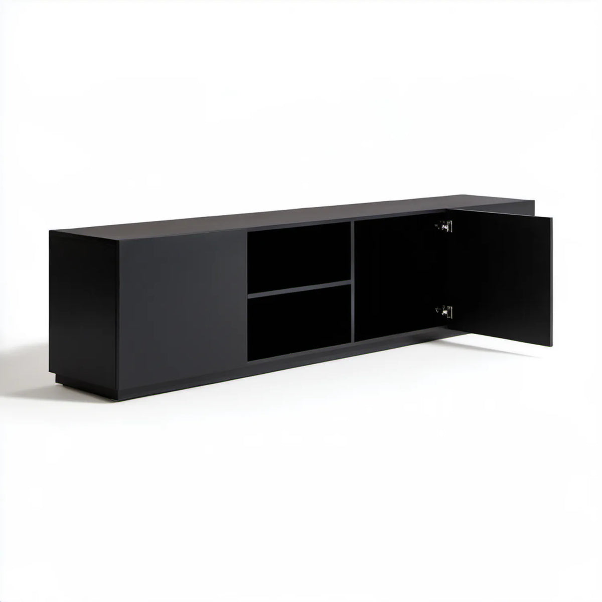 Czarna szafka RTV 140 x 40 x 40 cm z laminowanej płyty wiórowej
