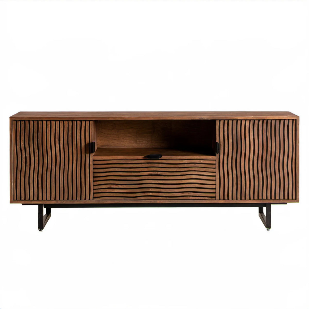 Brązowo-czarny mebel z litego drewna mango 160 x 40 x 60 cm