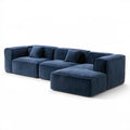 Granatowa modułowa sofa narożna w kształcie L 300 × 180 × 70 cm z prążkowaną tapicerką