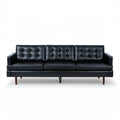 Czarna sofa trzyosobowa ze skóry syntetycznej PU 210 x 85 x 82 cm
