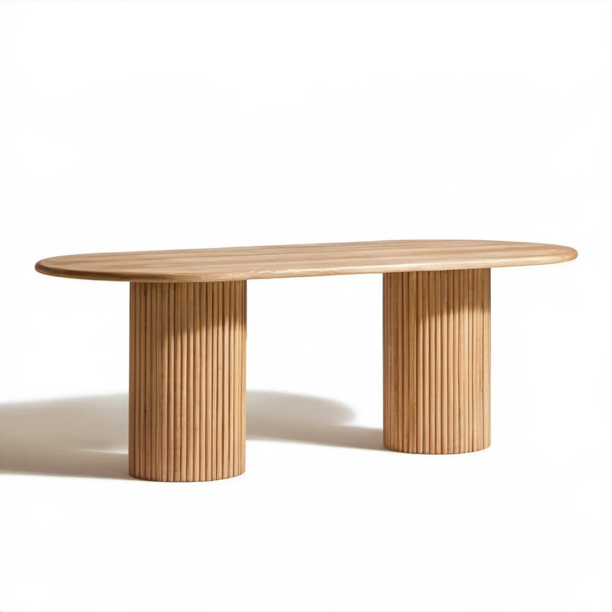 Owalny stolik kawowy z litego drewna mango, jasnobrązowy, 160 x 70 x 45 cm