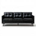 Czarna sofa trzyosobowa 210 x 88 x 86 cm z tapicerką PU i ciemnobrązowymi nogami