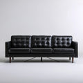 Trzyosobowa sofa z ekoskóry PU czarna 230 x 85 x 83 cm