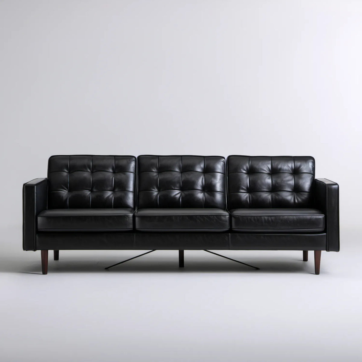 Trzyosobowa sofa z ekoskóry PU czarna 230 x 85 x 83 cm