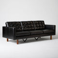 Trzyosobowa sofa z tapicerką z ekoskóry PU, czarno-brązowa, 220 x 90 x 85 cm