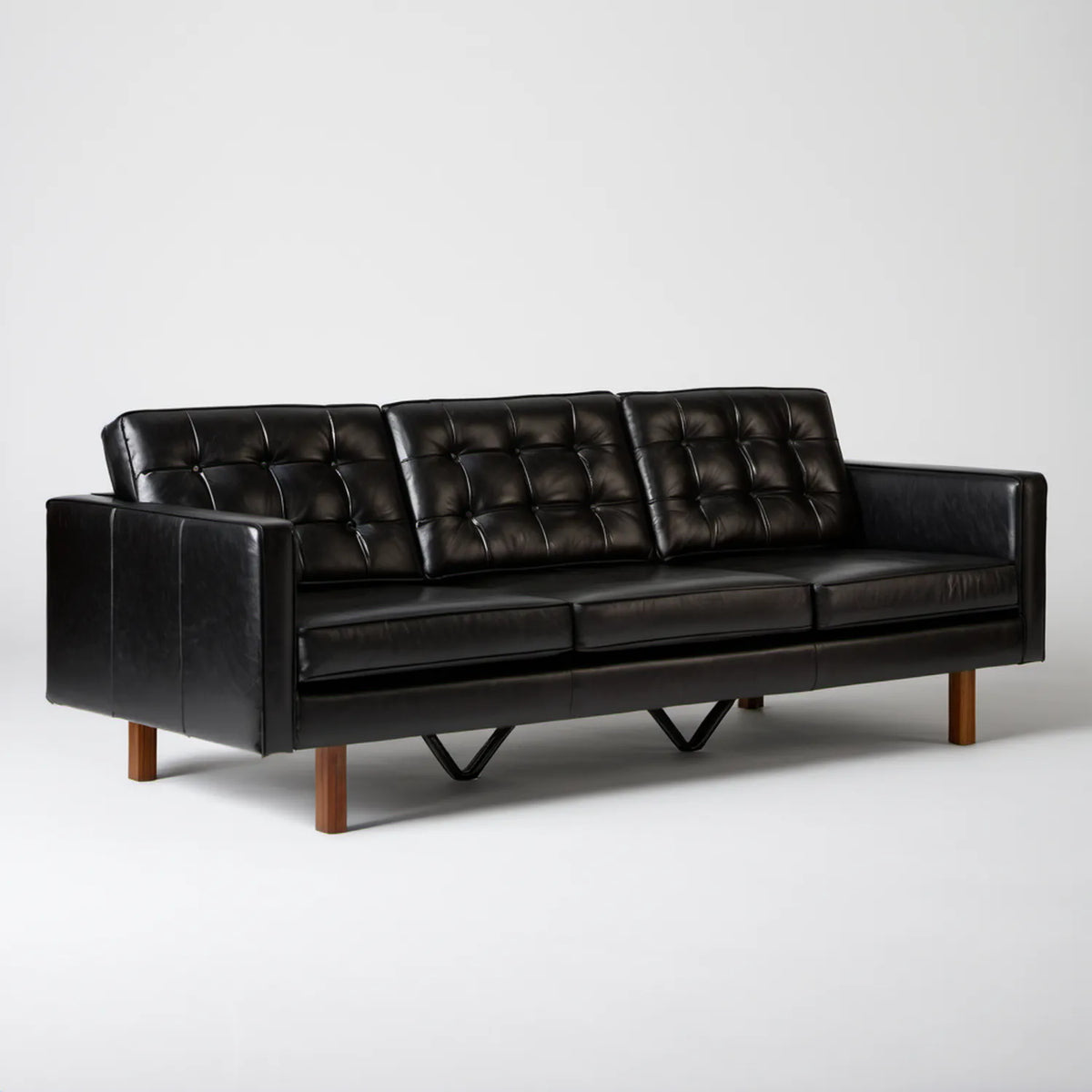 Trzyosobowa sofa z tapicerką z ekoskóry PU, czarno-brązowa, 220 x 90 x 85 cm