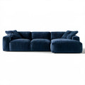 Granatowa sofa trzyosobowa ze sztruksu, 260 x 100 x 75 cm