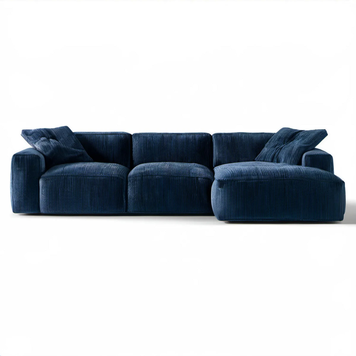 Granatowa sofa trzyosobowa ze sztruksu, 260 x 100 x 75 cm