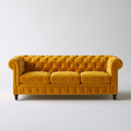 Trzyosobowa sofa Chesterfield musztardowa 220 × 90 × 78 cm