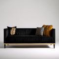 Trzyosobowa sofa z aksamitną tapicerką Czarna/Złota 200 x 85 x 80 cm